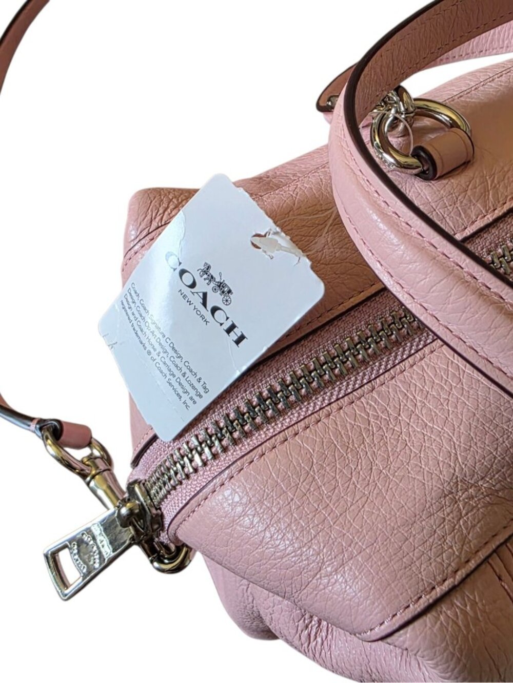Coach Lenox Satchel Blush Pink Pebble Leather Crossbody Bag F59325 NWT - Picture 11 of 16